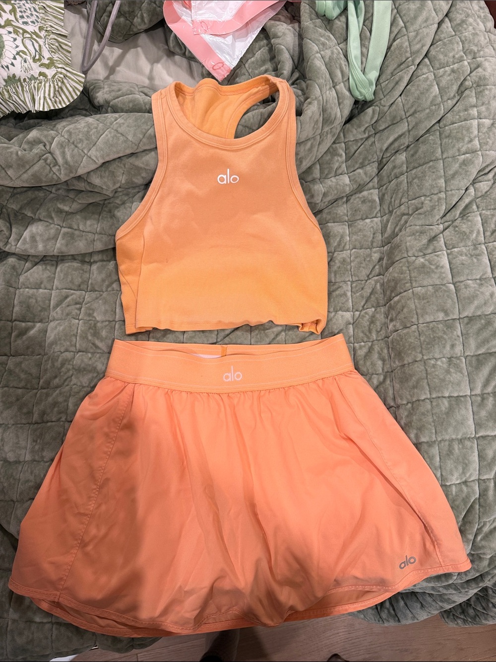 ALO Yoga Peach Girls' Active Crop Tank and Skort